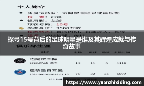 探寻15号背后的足球明星是谁及其辉煌成就与传奇故事